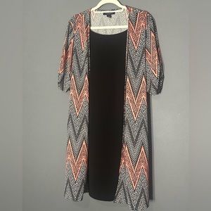 Perceptions NY women’s size large black chevron dress all in one dress and cover